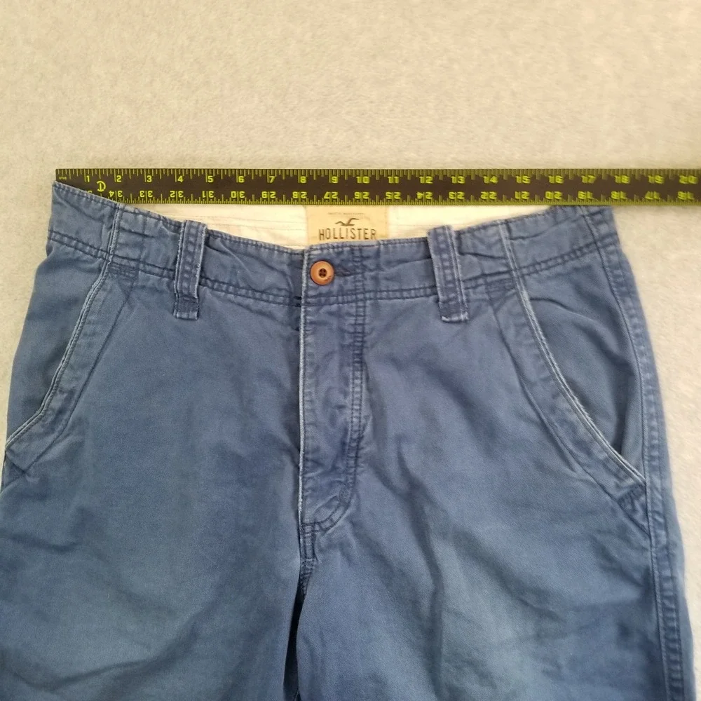 Hollister Shorts Mens 34 Blue Chino Flat Front Casual Embroidered Seagull Y2K